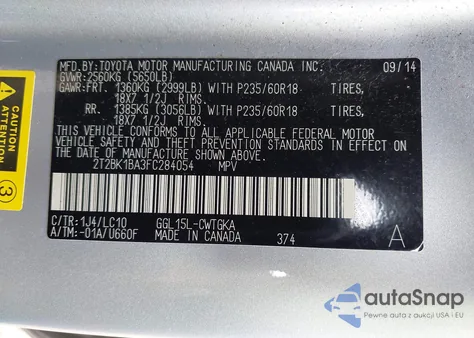 2015 Lexus Rx from USA, damaged, VIN 2T2BK1BA3FC284054